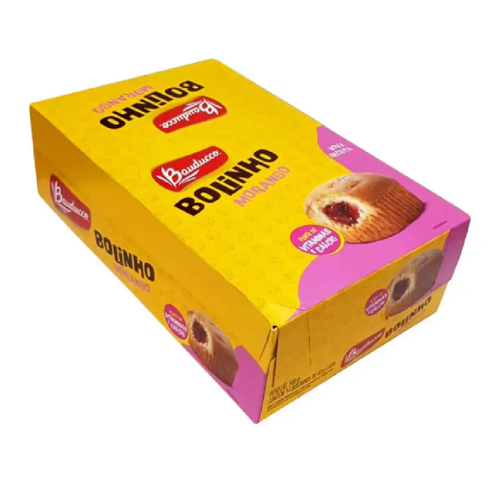 Bauducco Bolinho Baunilha com Morango. Caixa com 15 Unidades (640g)